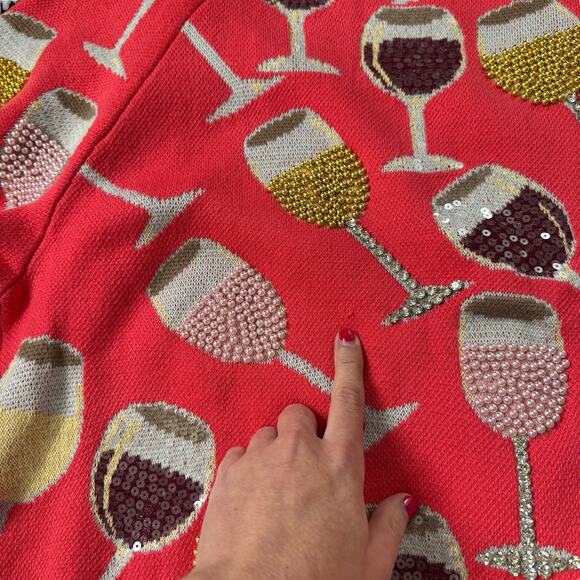 Queen of Sparkles Wine Glass Cardigan Sweater - Picture 8 of 13